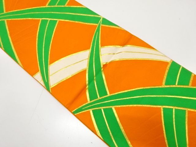 JAPANESE KIMONO / ANTIQUE FUKURO OBI / SILK / WOVEN GRASS